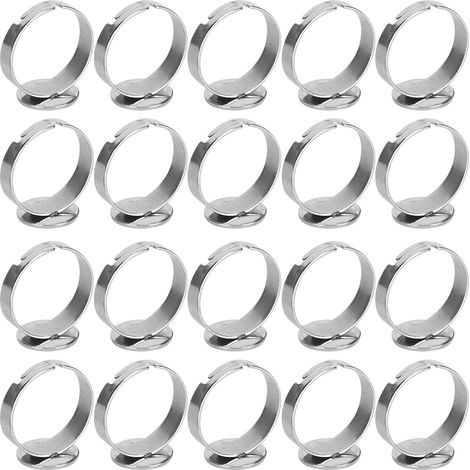 20Pcs Flat Ring Base Adjustable Stainless Steel SemiFinished DIY Jewelry Accessories 12mm (1/5)