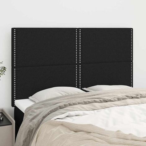 vidaXL Cabecero de cama de tela negro 144x5x118/128 cm (1/5)
