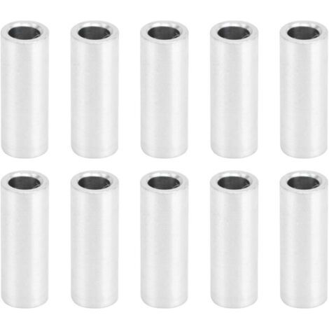 Pair 10 Pièces Entretoises Rondes en Alliage d'Aluminium Sans Filetage Support 6mm Diamètre Extérieur Longueur 16mm