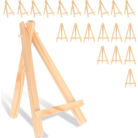 21 pcs mini chevalets de table en bois 15×8 cm, pliables  Bois naturel pliables et stables pour menus, photos, cartes, marque-places mariage, anniversaire, baptême, fête. (1/5)