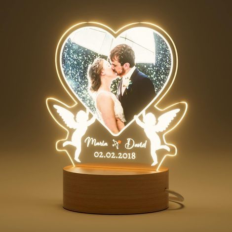 Regalo San Valentino Uomo Donna Coppia - Lampada Personalizzata con Foto, Luce Notturna a Forma di Cuore, Regalo Personalizzato, Cornice Cuore LED USB (1/5)