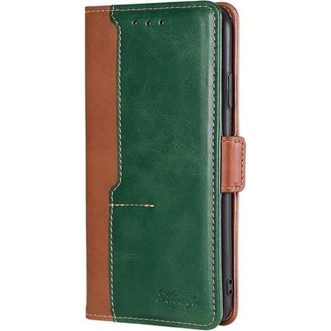 Pour Xiaomi Redmi Note 10 4G-Note 10S 6.43" (Marron + Vert) Conception d'épissage Housse Etui PU Cuir Housse Téléphone Portefeuille (1/4)