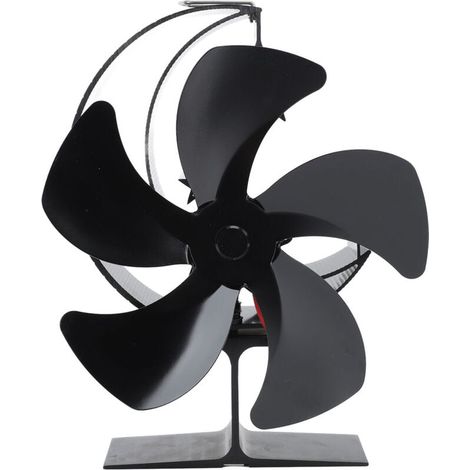 Ventilateur de Bois, Ventilateur de Brûleur à Tronc 5 Lames Qui économisent de l'énergie à l'énergie de Circulation énergétique (BLACK) (1/4)
