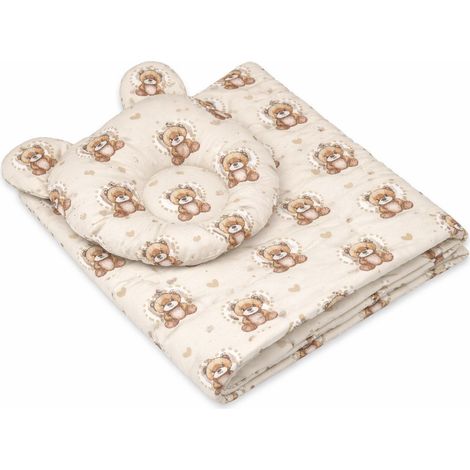 Edredón con diseño de osito de peluche, relleno y almohada anatómica - Juego de 2 piezas - Misiove love (1/4)