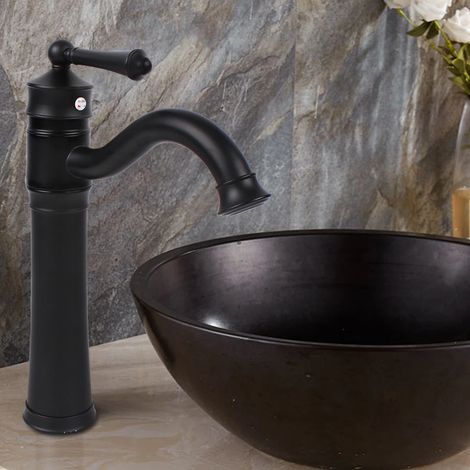 Vintage-Wasserhahn, um 360 Grad drehbar Wasserhahn aus Messing Badezimmerarmatur Waschbeckenarmatur Schwarz (1/5)