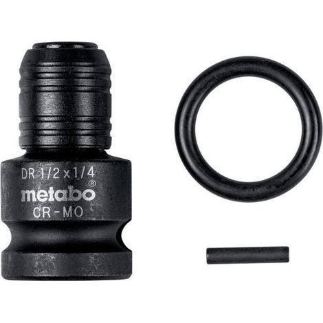 Metabo – Adaptateur 1/2 à 1/4 628837000 – Adaptateur anti-choc pour visseuse E6,3 – Acier revêtu – 3 pièces