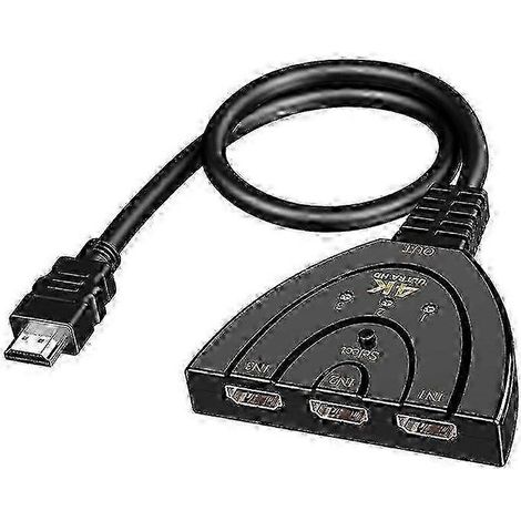 Commutateur/répartiteur HDMI 3 entrées 1 sortie, compatible avec les normes HDMI 4K et 1080p, compatible avec les PS4, les téléviseurs HD et les boîtiers TV. (1/5)