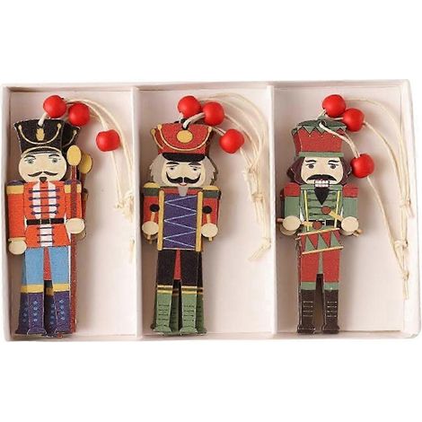 Lot de 9 décorations de Noël Casse-Noisette, pendentif de Noël, petit soldat Casse-Noisette en bois pour les fêtes-style A (1/3)