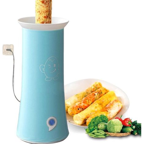 Appareil électrique pour rouler les œufs, petit-déjeuner prêt en 6 minutes, avec revêtement antiadhésif en acier inoxydable, tige pour presser l'huile et bâtonnets en bambou pour omelettes et hot-dogs (1/5)
