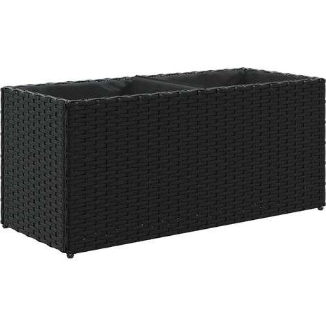Fioriera rialzata per piante fiori patio giardino con 2 vasi 72 x 30 x 32 cm resina intrecciata nera 020038082