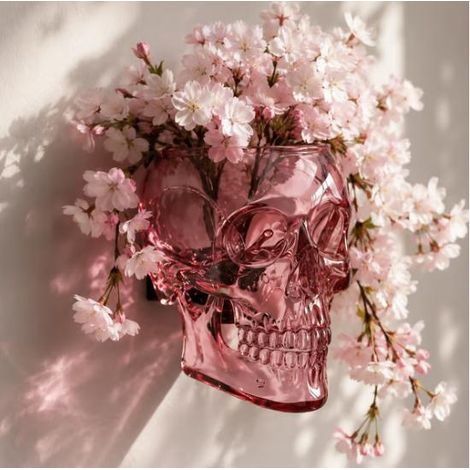 Neue gotische Totenkopf-Wandvase für die Heimdekoration - Rosa -
