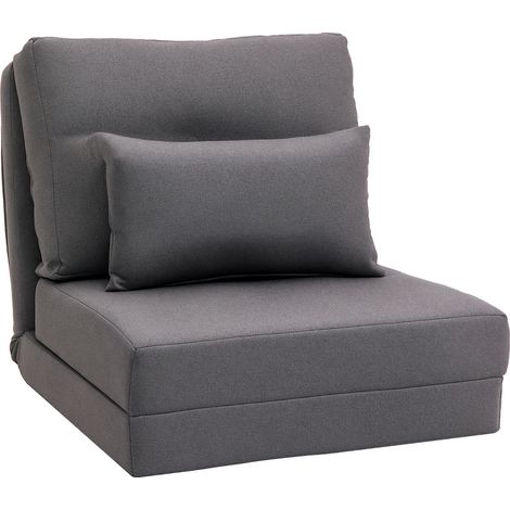 Matelas de sol pliable, tapis de couchage, modèle 2 en 1, coussin amovible, 60 x 80 x 56 cm, gris foncé