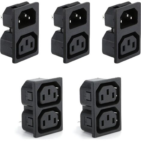 Connecteur IEC C13 + C14 femelle Snap-In 3 broches 220-250 V/10 A pour appareils à froid - Connecteur femelle-ensemble de 10 pièces (1/5)