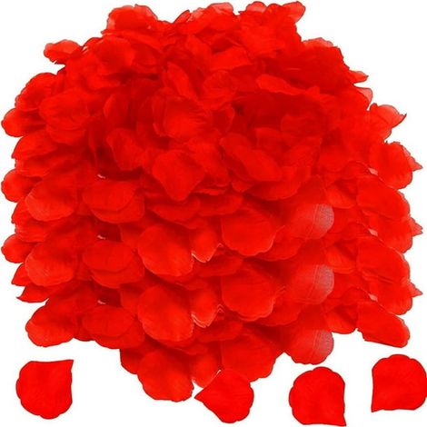 3500 pétales de rose en soie réalistes – Pétales de fleurs décoratifs texturés pour mariages, soirées romantiques, anniversaires et décorations de fête (rouge)