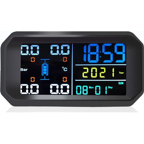Système de surveillance de la pression des pneus sans fil Moniteur de pression des pneus externe pour écran coloré de voitures - Le noir (1/4)