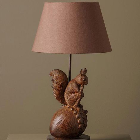 Lampe à Poser Ecureuil Pensif Résine Lin 30x55cm (1/4)
