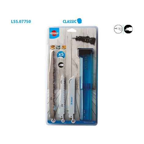 ASSORTIMENT 5 LAMES SCIE SABRE BOIS/METAL - 7750.05 - LEMAN (1/5)