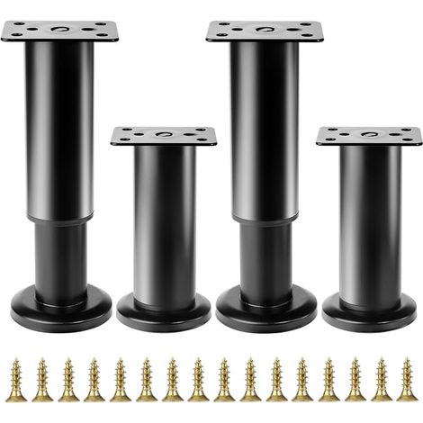 4 piedini regolabili per mobili da 12-18 cm, piedini regolabili per mobili, piedini livellanti per tavoli, piedini neri regolabili in altezza per sedie, letti, divani, armadi, mobili (1/5)