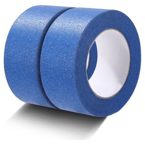 QORVA-Ruban de Masquage 50mm x 50m - 2 Rouleaux Bleu Pour Peinture, Résistant Aux UV, Pour Intérieur et Extérieur Sur Plusieurs Surfaces de Décoration