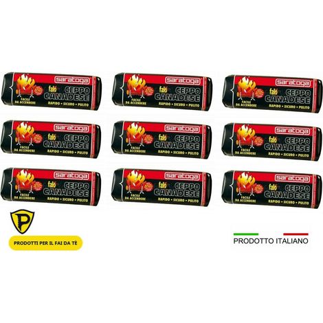 Ceppo canadese Saratoga tronchetto accendi fuoco per stufa e camino conf. 1,1 kg - 9 pezzi