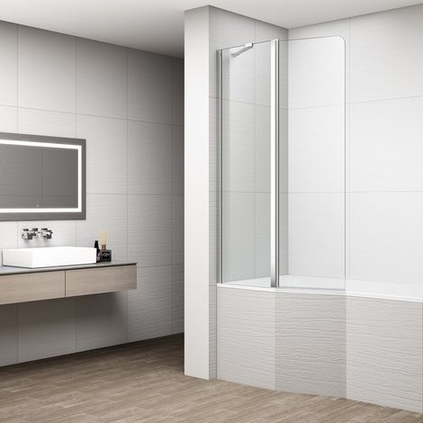 Pare-baignoire rotatif ROTA avec panneau latéral fixe de 900 mm, verre transparent (1/3)