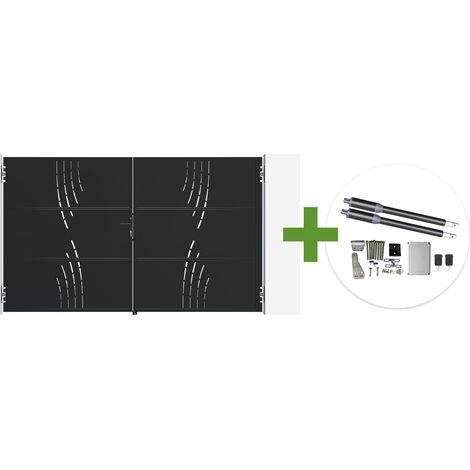 Portail battant acier noir mat 3m NALI VELETA H.180cm + moteur Ranger B150 (1/5)