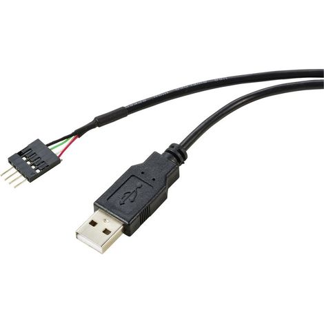 Câble USB USB 2.0 En-tête de broche 4 pôles, USB-A mâle 0.40 m noir blindage par tresse RF (1/2)