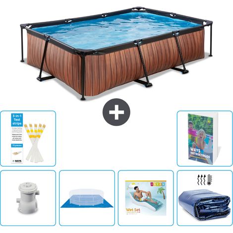 Exit-toys Piscina Exit Rectangular - Efecto madera - 300x200x65 cm - 7-piezas S345 (1/5)