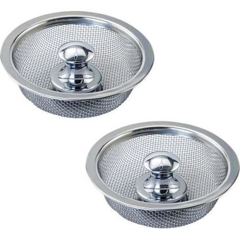 Bouchon De Drain - Acier Inoxydable - Pour Évier Cuisine Standard - Diamètre 83 mm - Hauteur 25 mm - 2 Pièces (1/4)
