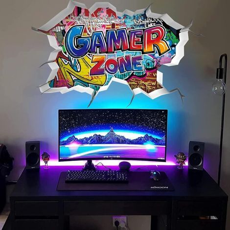 3D-Gamer-Wandtattoos, Wandtattoo für Jungenzimmer, Gamer-Wandtattoo (1/5)
