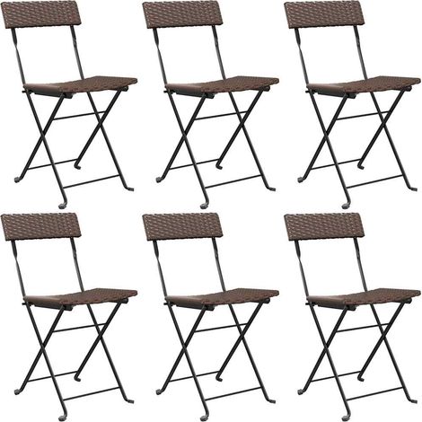 Maison Exclusive - Klappstühle, 6 Stück, braun, Polyrattan und St (1/5)