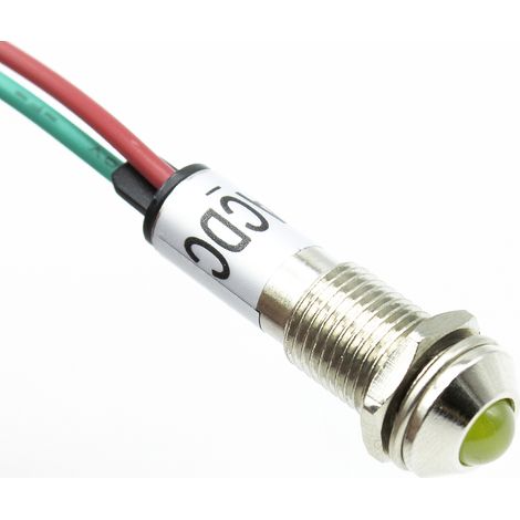 Luz LED piloto de 8mm 12V DC  Amarillo (1/4)