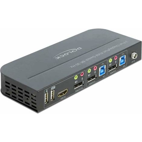 Conmutador KVM DELOCK DisplayPort 1.4 8K 30 Hz con USB 3.0 y audio