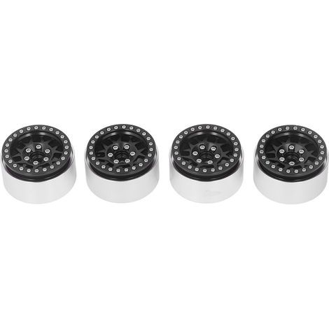 Vier 1,9 Zoll RC Beadlock-Räder aus Aluminiumlegierung, passend für den Axial SCX10 90046 AXI 03007 1/10 RC Crawler, schwarz. (1/5)