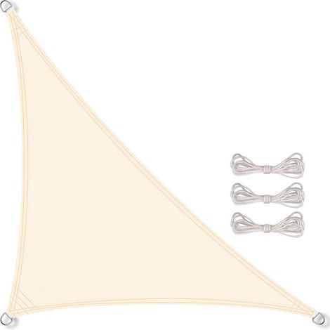 Voile d\'ombrage 3x3x3 mètres Beige Triangulaire en PES Auvent pour Jardin terrasse Anti-UV Toile Solaire résistant (1/5)