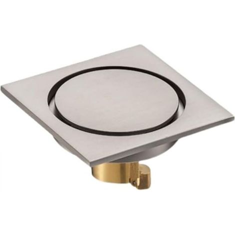 Invisible bathroom drain made of thick copper, watertight and overflow-proof, for toilets and washing machines, round and invisible brushed finish. (1/5)