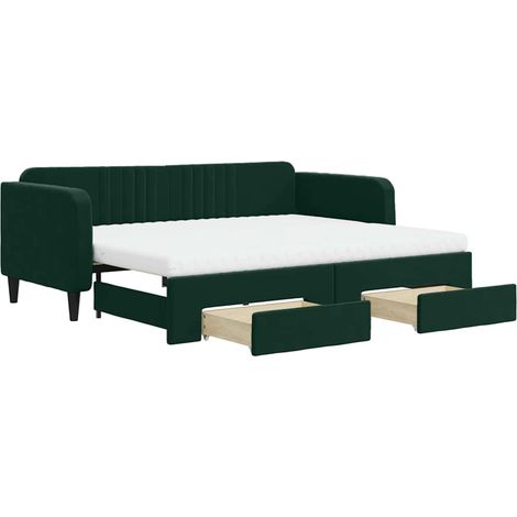 Maison Exclusive - Divano Letto Estraibile Cassetti Verde Scuro 90x200cm Velluto
