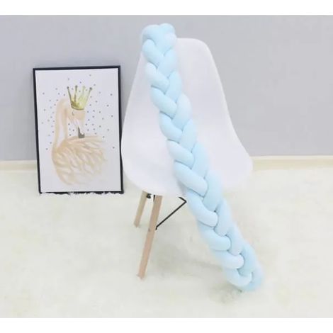 3M Tour de Lit Bébé Coussin Serpent Coussin Tressé Pare-chocs Velours Tour de Canapé Souple Bleu (1/2)
