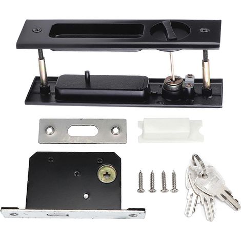 Schiebetürschloss aus Zinklegierung, Griff mit Riegel für Badezimmer, Balkon und Kleiderschrank, Befestigungsmaterial (1/5)