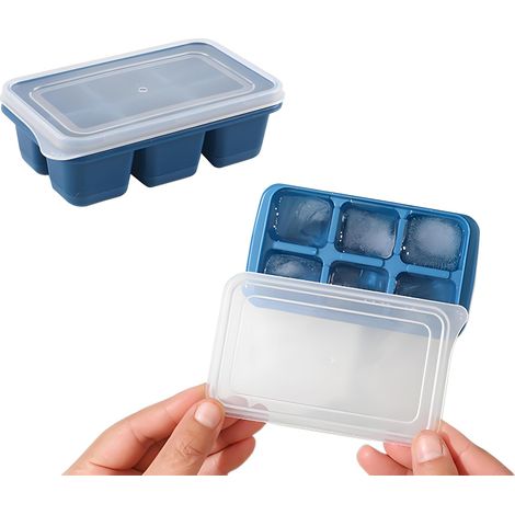 Bacs à Glaçons pour Congélateur, Mini Moule à Glaçons avec Couvercle et Fond en Silicone, Facile à Détacher, Petits Moules Empilables, sans BPA, Idéaux pour Whisky, Cocktails, Bière,Mini Glaçon À Six  (1/5)