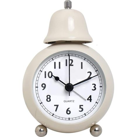 Analoger Wecker mit Lichtern, einfacher Glockenwecker am Morgen, kleiner Wecker, leuchtende Tischuhr für Kinder am Bett, kein Ticken, digitaler Wecker, geeignet für Schlafzimmer, Wohnzimmer, Büro (wei