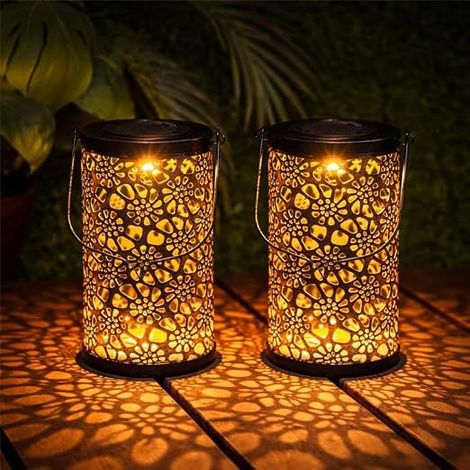 Festive Lights lanternes solaires marocaines pour extérieur, lanternes orientales, noires, résistantes aux intempéries, lanternes marocaines décoratives pour le Ramadan