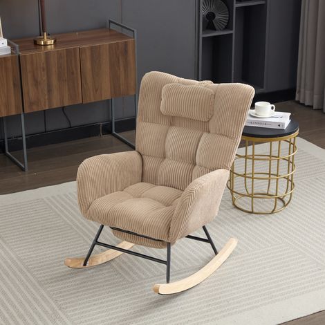 Sillón 102x65x92cm Respaldo alto Asiento acolchado pana color Marrón (1/5)