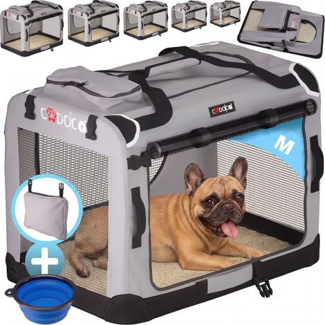 CADOCA® Hundetransportbox faltbar Katzentransportbox Transportbox Autobox Hundebox Box versch. Größen Farbwahl  M - Grau