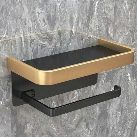 Porte-Papier Hygiénique - Aluminium Spatial - Montage Sans Perçage - Pour Salle De Bain Cuisine Salon - 1 Pièce (1/4)