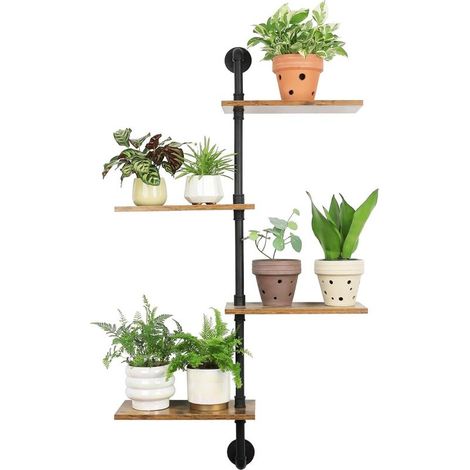 Support Plantes d'Intérieur ,étagère en métal avec Cloisons en bois,pour Cuisine, Salon & Bar (4floors) (1/5)