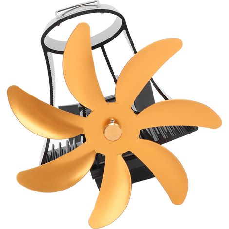 Ventilateur de cheminée pour poêle à bois, 7 pales, moteur silencieux, aimanté, fixation murale, doré (1/5)