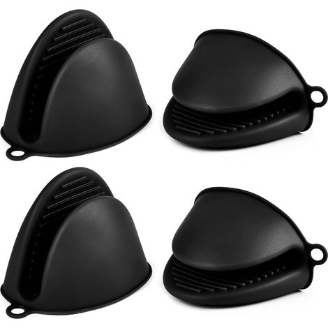 BEBUSINGOTO 4 piezas guantes de silicona para horno - Mini guantes antideslizantes y resistentes al calor - Fundas protectoras antipinzamiento para cocinar, barbacoa, hornear y freidora de aire (1/4)