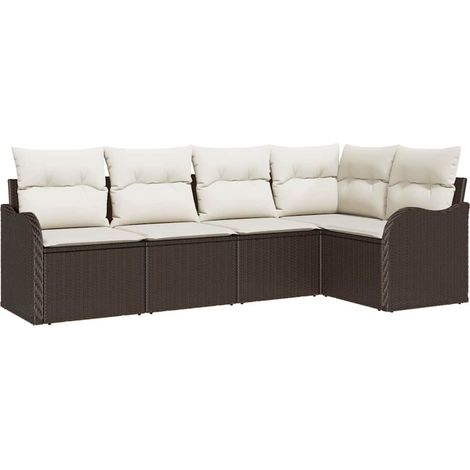 Maison Exclusive - Gartensofa-set mit Speicher 5 pcs Braun Poly-R