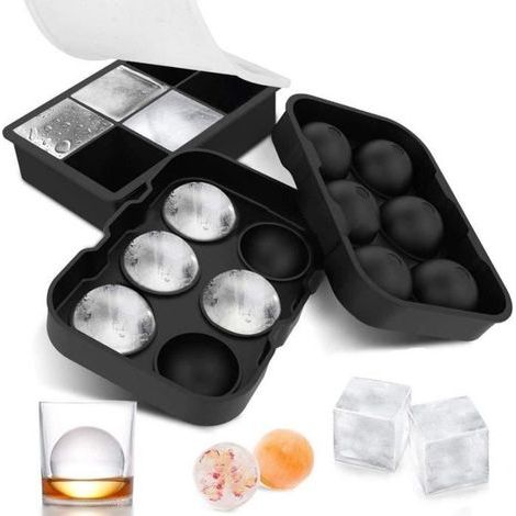 Bac à Glaçons Silicone, Gros Glaçon avec Couvercle, Set De 2 Bacs À Démoulage Facile Glaçons, Ice Cubes Tray, Moules Cubes Sans BPA (1/4)